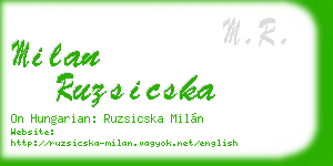 milan ruzsicska business card